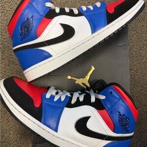 Jordan 1 Mid Top 3 - Sneakers Red Blue Black White